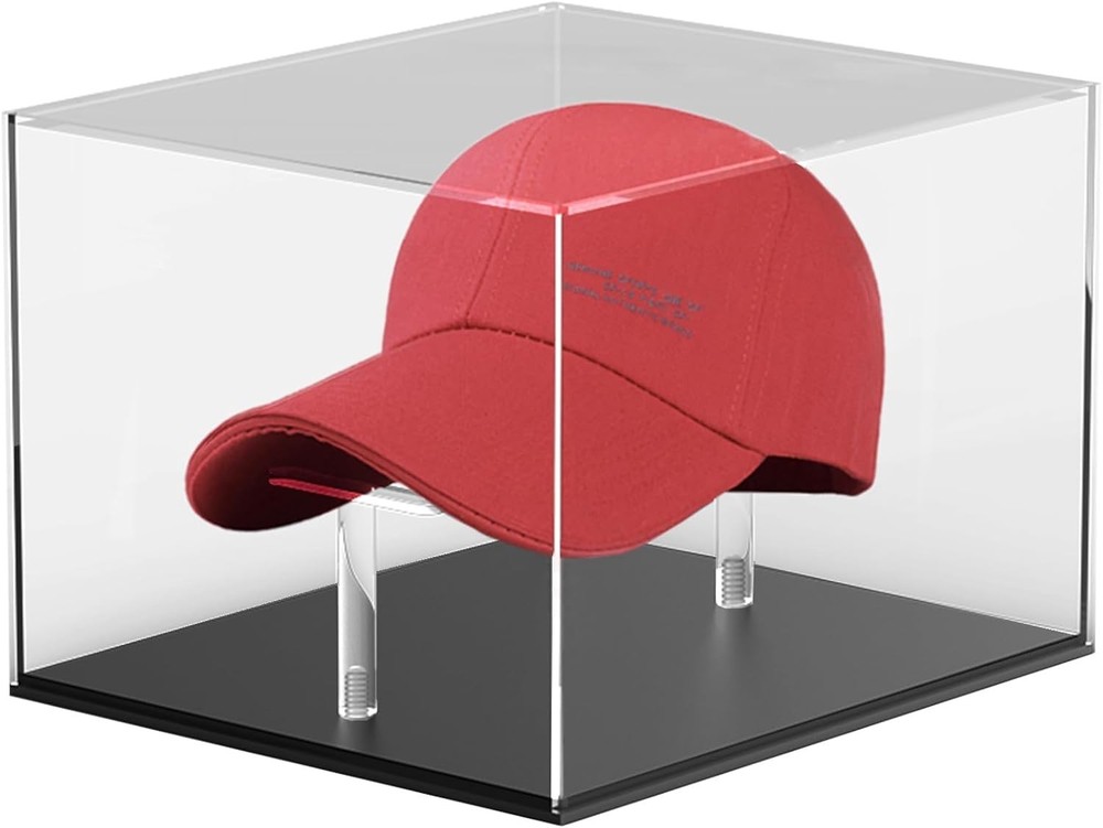 Acrylic Hat Display Case – Clear Baseball Football Cap Holder Stand Square UV Pr