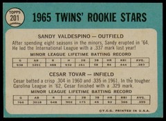 1965 Topps #201 Twins 1965 Rookie Stars (Sandy Valdespino / Cesar Tovar)