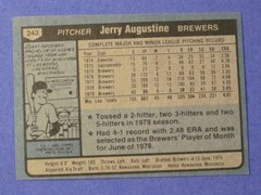 1980 Topps #243 / Milwaukee Brewers / Jerry Augustine