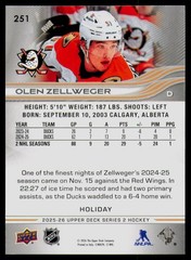 2025-26 Upper Deck Holiday- Olen Zellweger #251 Anaheim Ducks