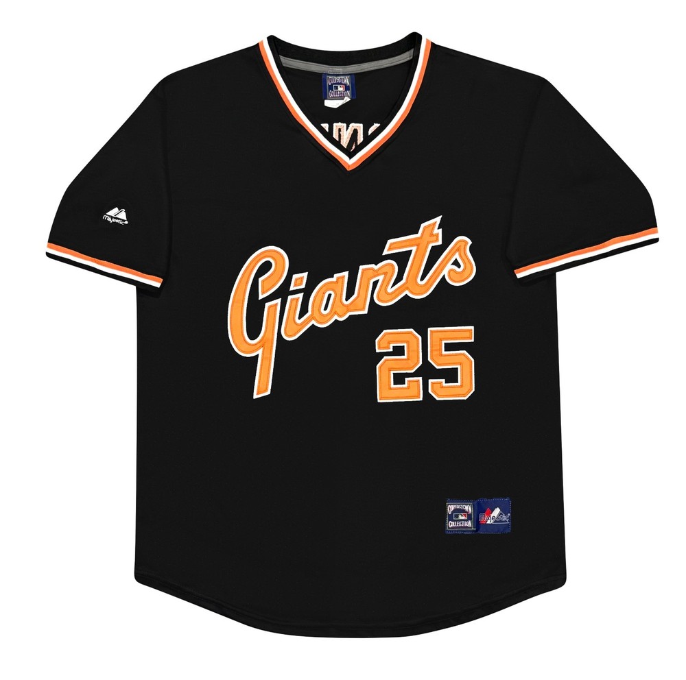 Barry Bonds 1982 San Francisco Giants Cooperstown Men&rsquo;s Road Black Jersey (L-XL)