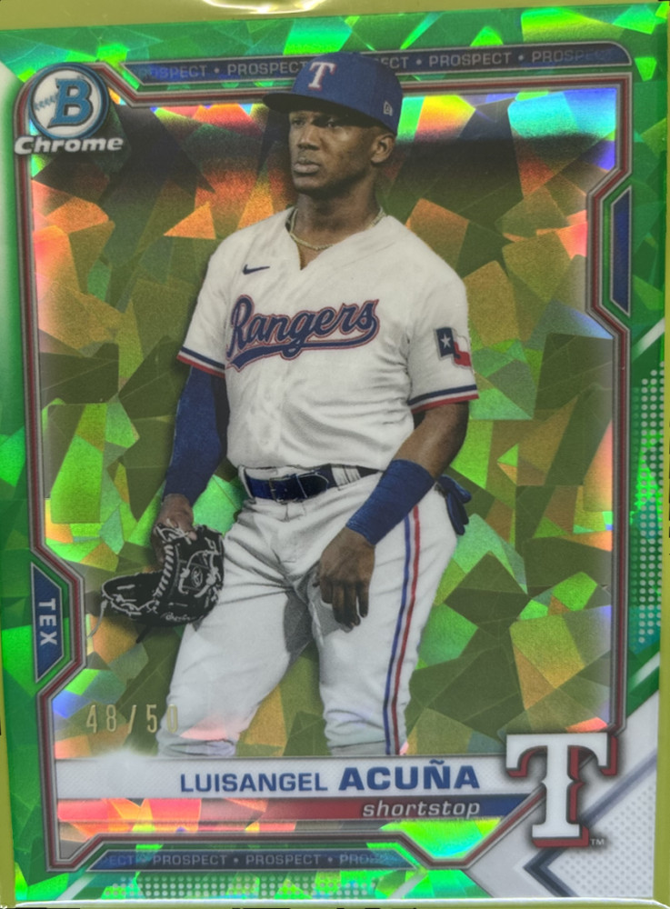 2021 Bowman Draft Sapphire Luisangel Acuna Green /50 #BDC-81 Texas Rangers