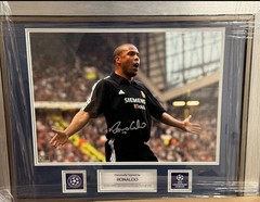 Ronaldo Nazario Signed Framed Photo Real Madrid vs Manchester United ICONS COA