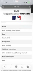 Willie Randolph Signed Baseball