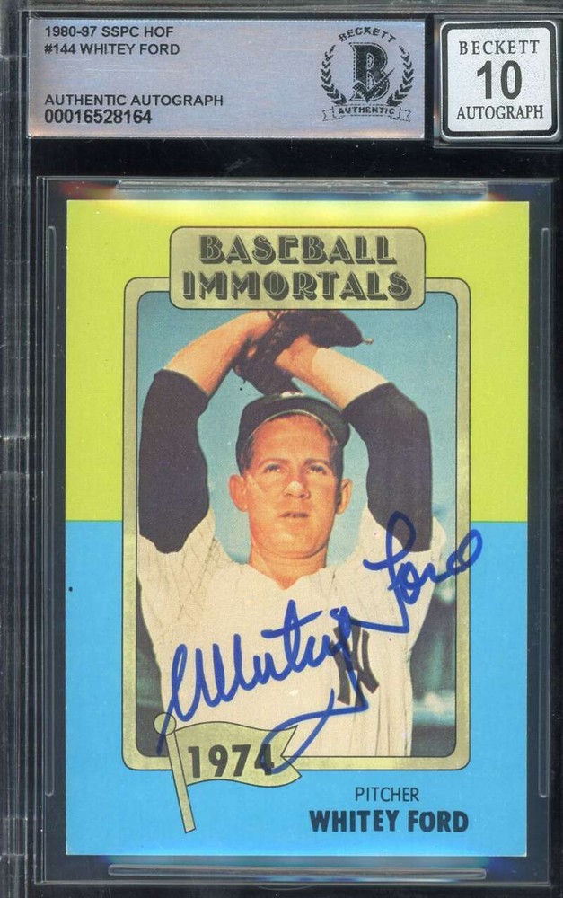 Whitey Ford Gem Mint 10 Beckett BAS Signed 1980-87 SSPC HoF Autograph