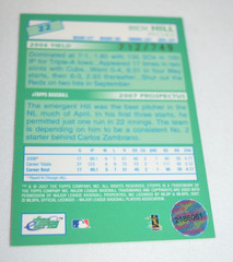 2007 ETOPPS BASEBALL – RICH HILL PITCHER CHICAGO CUBS NUMBERED 749