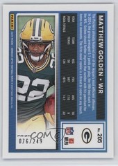 2025 Panini Donruss Optic Rated Blue Prizm 76/249 Matthew Golden Rookie RC 13c1