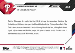 2026 MLB Topps NOW Gabriel Rincones Jr. HR Marks 1st MLB Hit #334