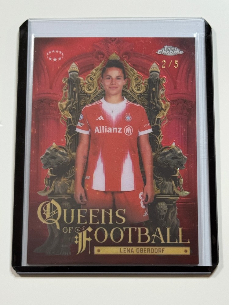 2025-26 Topps Chrome Women&rsquo;s UWCL Queens Of Football Red #24 Lena Oberdorf 2/5