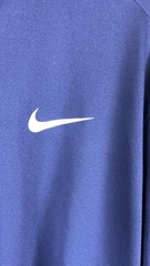 Nike Running Shirt Mens XL Blue Quarter Zip Long Sleeve Pullover Bird Logo