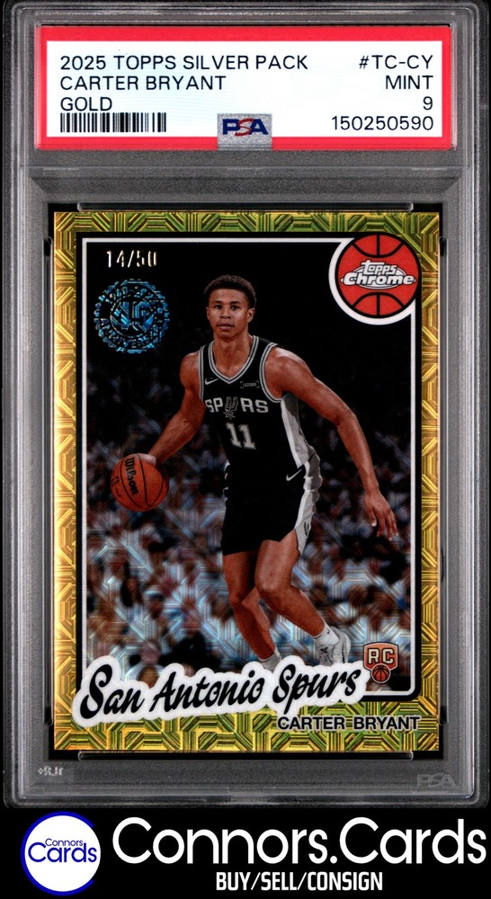 Carter Bryant Rookie PSA 9 2025-26 Topps #TC-CY 1980-81 Gold Mojo /50
