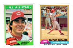 1981 TOPPS JOHNNY BENCH Cincinnati Reds 2card lot #201 and 600