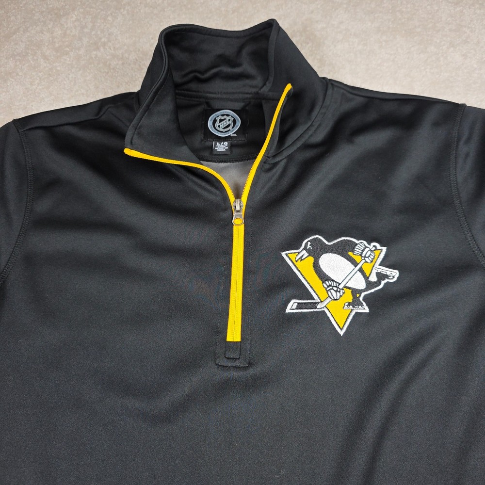 Pittsburgh Penguins NHL Hockey Mens L G-III Jacket Black Quarter-Zip Pullover