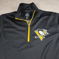 Pittsburgh Penguins NHL Hockey Mens L G-III Jacket Black Quarter-Zip Pullover