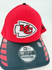 Kansas City Chiefs New Era Hat Cap 39Thirty Size M/L Stretch Fit Black Red NWT