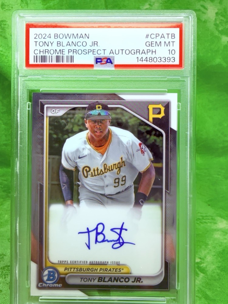 Tony Blanco Jr. RC AU 2024 Bowman Chrome Prospect #CPA-TB Pirates PSA 10