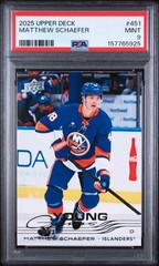 Upper Deck hockey Series 2 Young Guns Matthew Schaefer #451 PSA 9