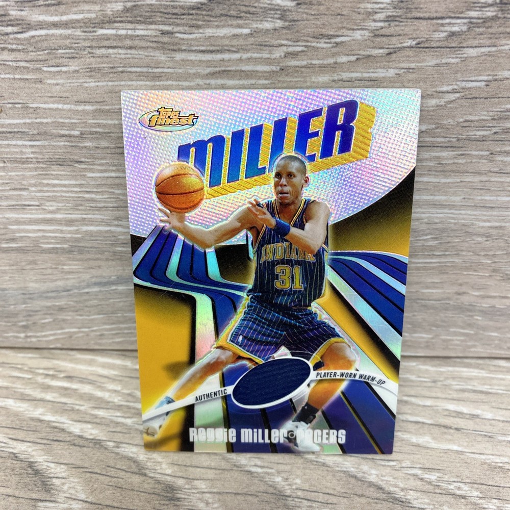 Topps Finest Reggie Miller #31 Refractor Worn Warm Up 76/250 Pacers NBA