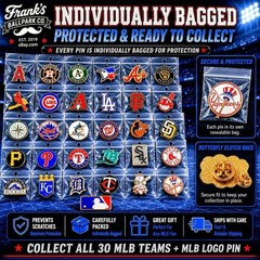 BUNDLED MLB All 30 Teams Pin Set + MLB Logo Pin ~ Complete Collection New In Bag