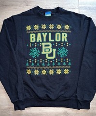 Champion Black Green and Yellow Baylor University Holiday Crewneck Size Small