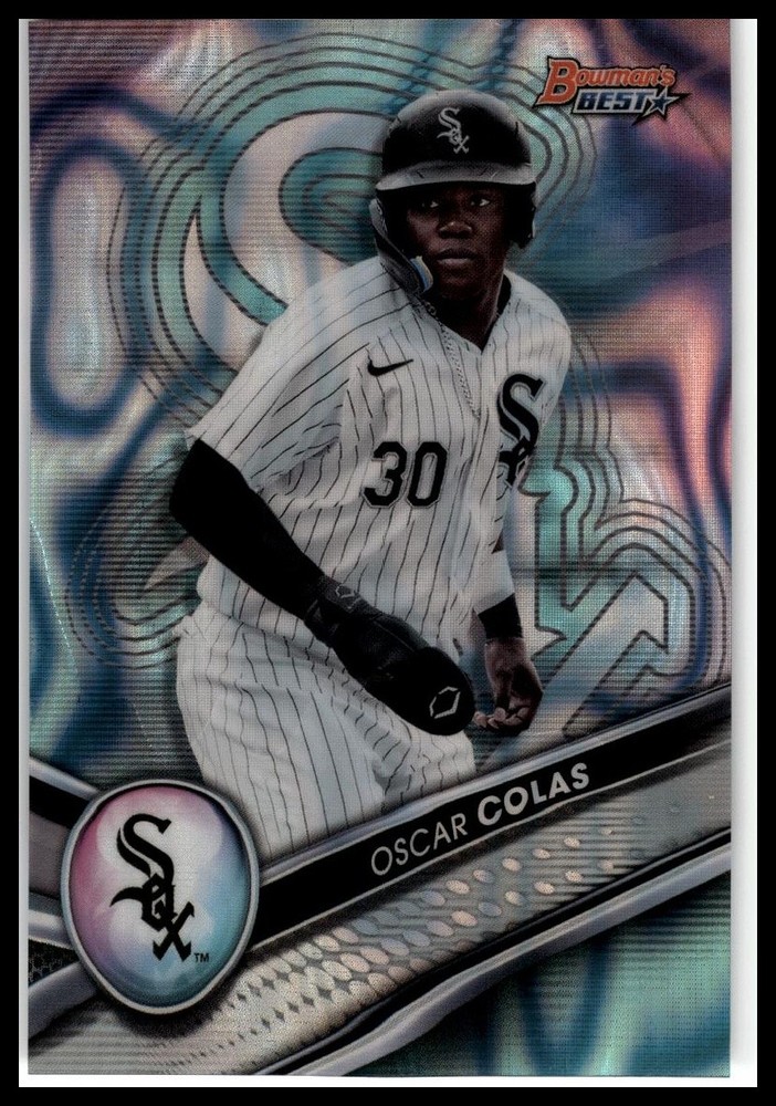 2022 Bowman&rsquo;s Best #TP-28 Oscar Colas Top Prospects Aqua Lava Refractor #/199