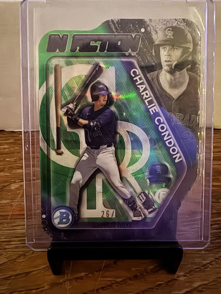 2025 Bowman Draft – Bowman in Action Charlie CondonGreen Mojo Refractor /99 (RC)