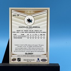 2024-25 Upper Deck Series 2 – O-Pee-Chee Glossy Macklin Celebrini #OPC-34 (RC) 2