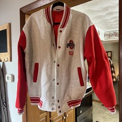 Vtg Fruit of the Loom Ohio State Buckeyes Varsity Jacket Mens Xl Gray Red Logo