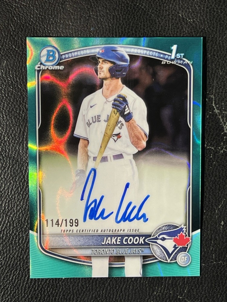 JAKE COOK 2025 Bowman Chrome Aqua Lava Refractor Auto 114/199 1st CPA-JC