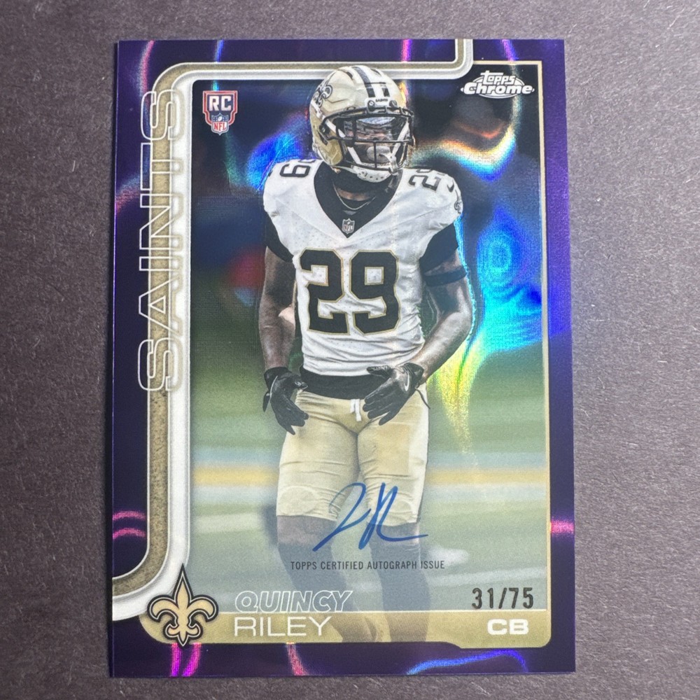 Quincy Riley 31/75 Rookie Auto Purple Lava 2025 Topps Chrome Football Card