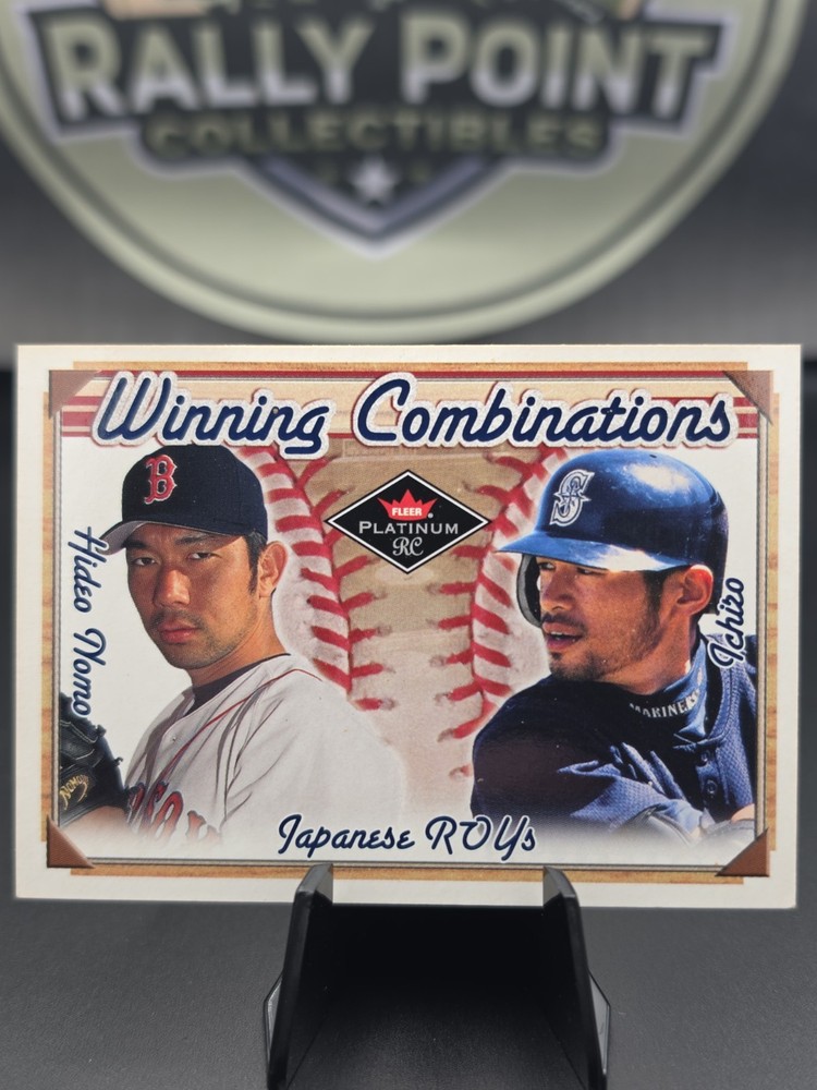 2001 Fleer Platinum Winning Combinations Blue Ichiro Suzuki Hideo Nomo Insert #8