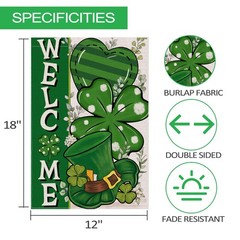 St Patricks Day Garden Flag, 12×18 inches, flag