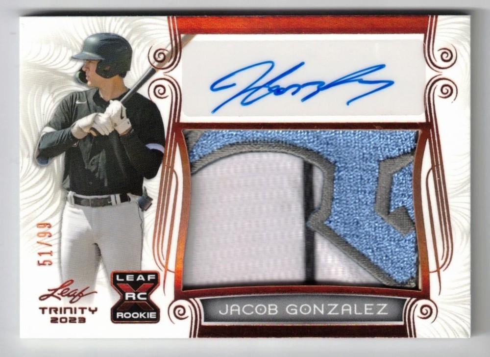 2023 Leaf Trinity RC Jersey PATCH AUTO Jacob Gonzalez! Rookie! Autograph! /99