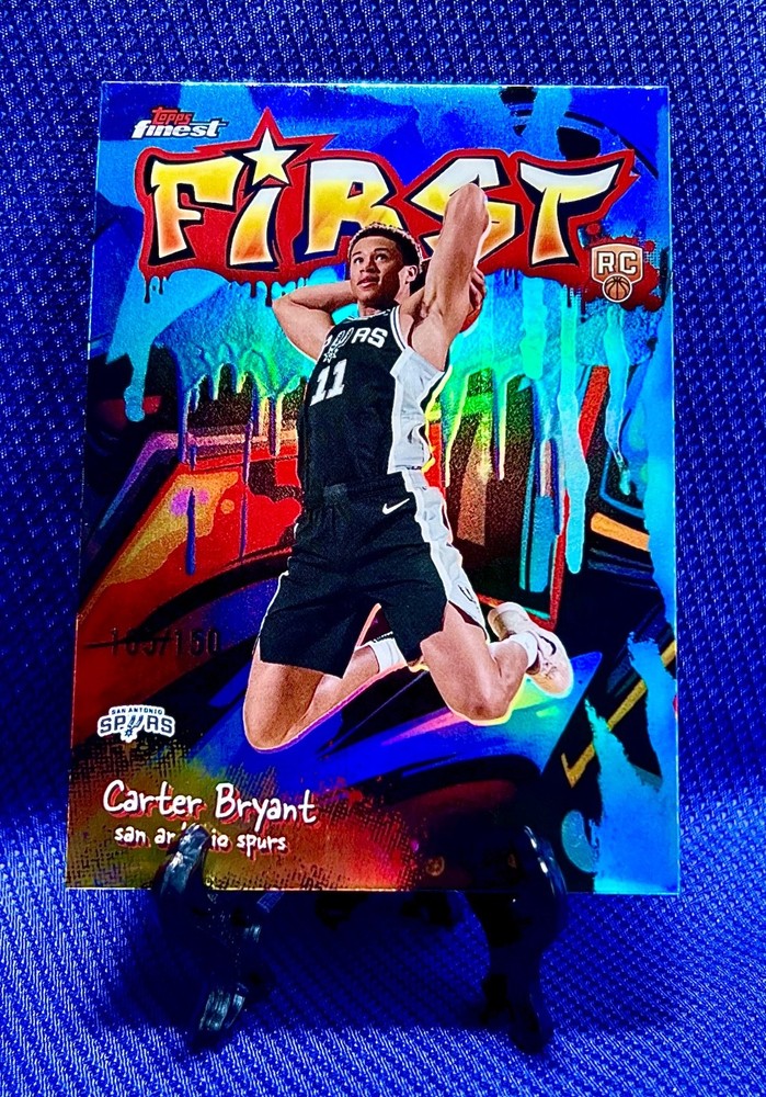 CARTER BRYANT • 2025-26 Topps Finest • First Blue Refractor /150 • F-14 RC SPURS