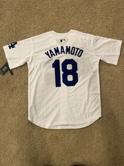 sNWT Yoshinobu Yamamoto Dodgers Men&rsquo;s Large White Home Jersey Stitched #18