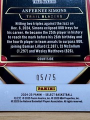 2024-25 Panini Select Courtside – Anfernee Simons #208 White disco Prizm 05/75