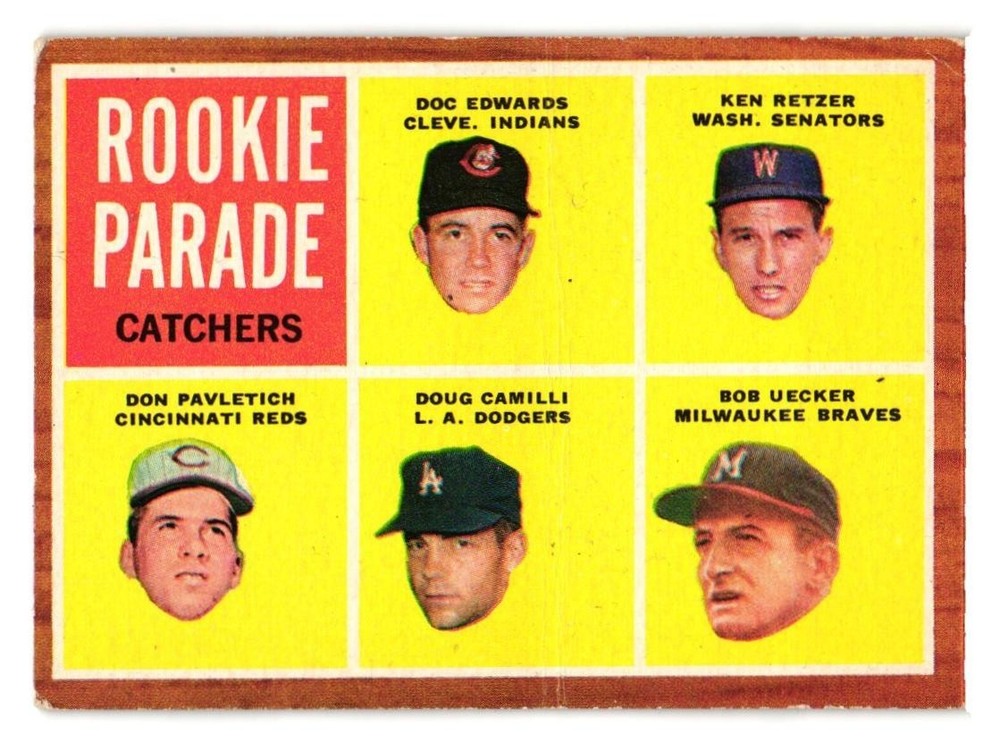 1962 Topps Baseball set SP HIGH #594 Rookie Parade Catchers VG+ Bob Uecker RC