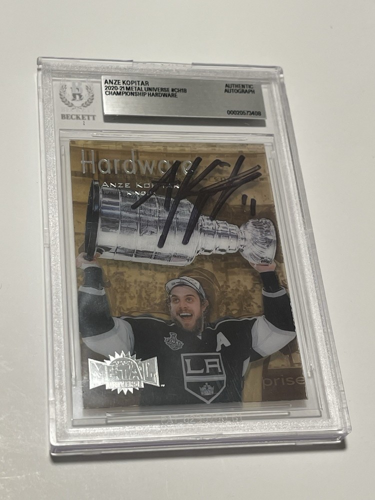 Anze Kopitar Signed Card Slabbed Beckett BAS Championship Hardware IP Auto a