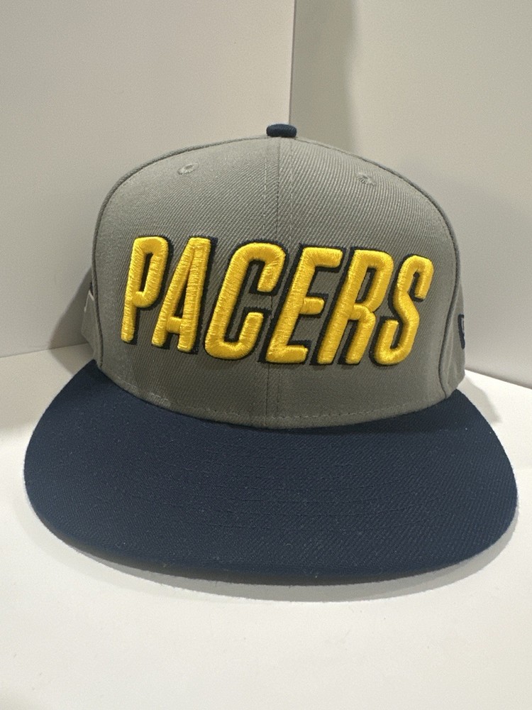 Indiana Pacers New Era 9FIFTY Snapback Hat Gray Navy NBA Flat Brim