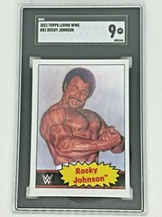2021 Topps Living Set WWE #82 The Rock SGC 9.5 MINT+ & #81 Rocky Johnson 9 MINT