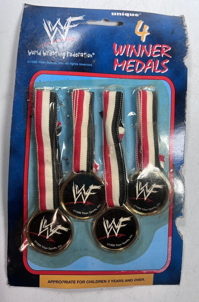 Vintage WWF 4 Winner Medals 1991 Titan Sports Toy Rare