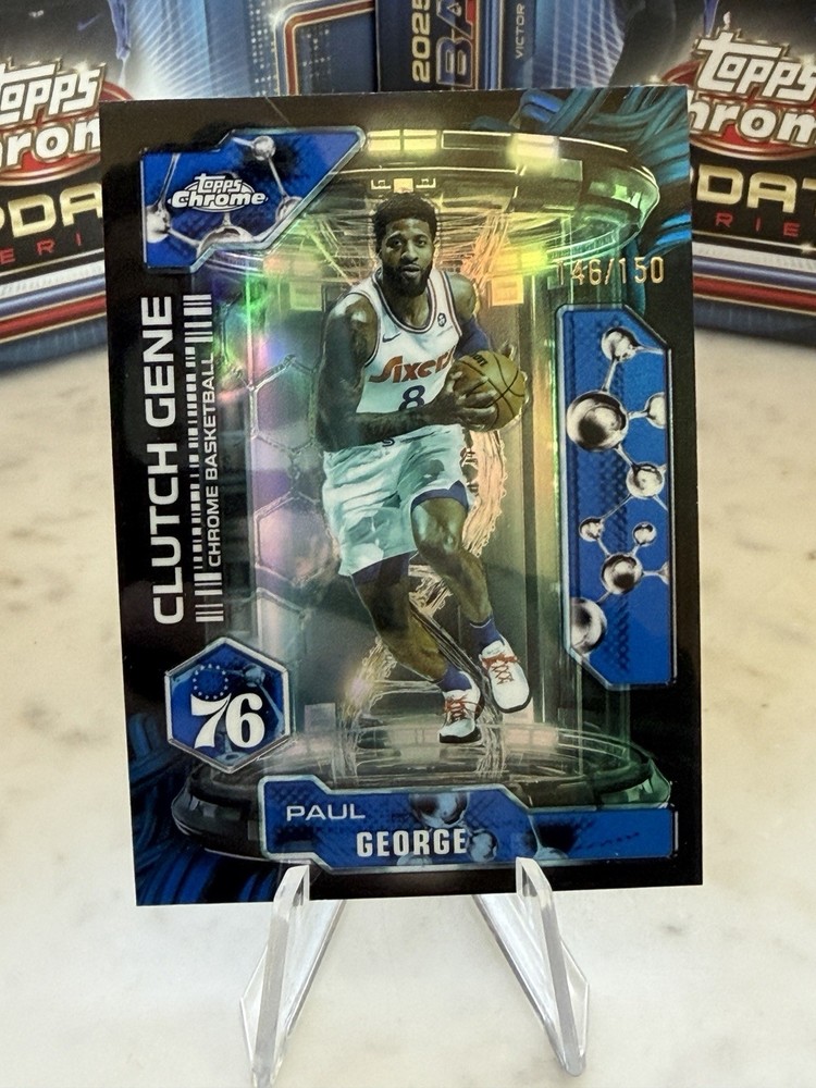 2025-26 Topps Chrome Update Clutch Gene /150 Blue Paul George #CG-3 76ers SP