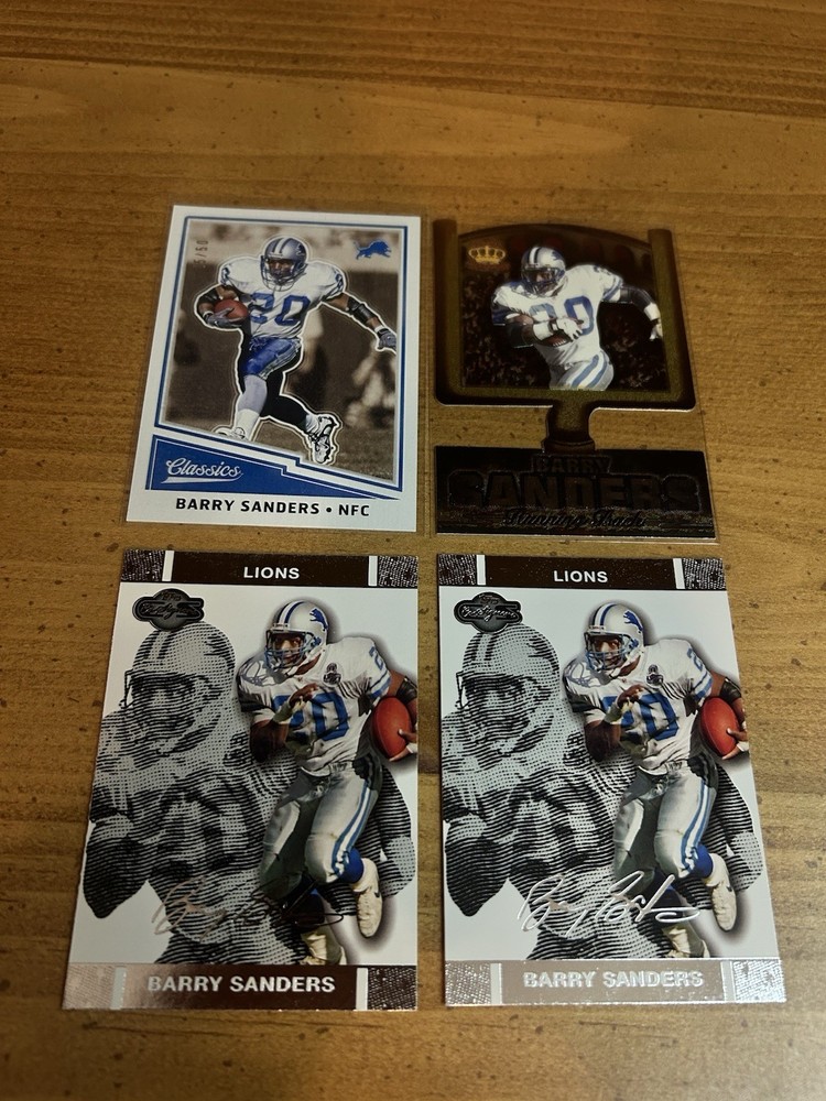 Barry Sander Lions 4 Card Lot ‘97 Pacific Collections Due Cut / Classics /50