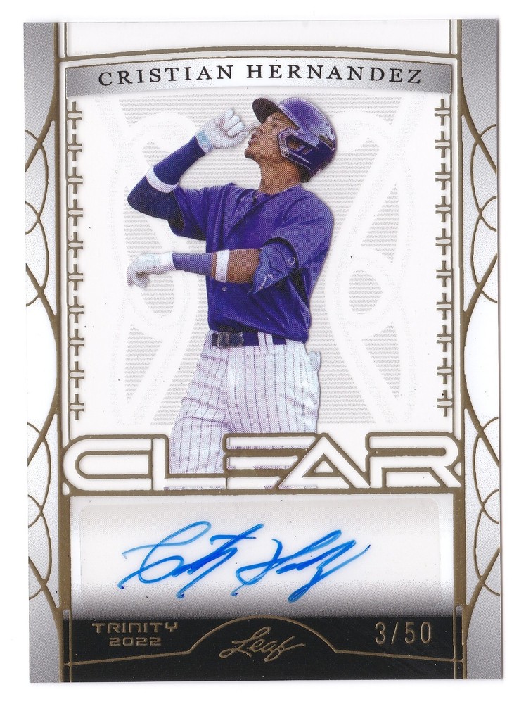2022 Leaf Trinity Cristian Hernandez Auto #CA-AR2 Clear Autograph Gold Foil #/50