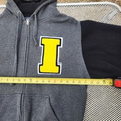 Iowa Hawkeyes Full Zip Sweatshirt Dark Gray/Black Size SM Letterman Style Logo