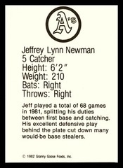 1982 Granny Goose Potato Chips Jeff Newman A&rsquo;s #5 Near Mint NM