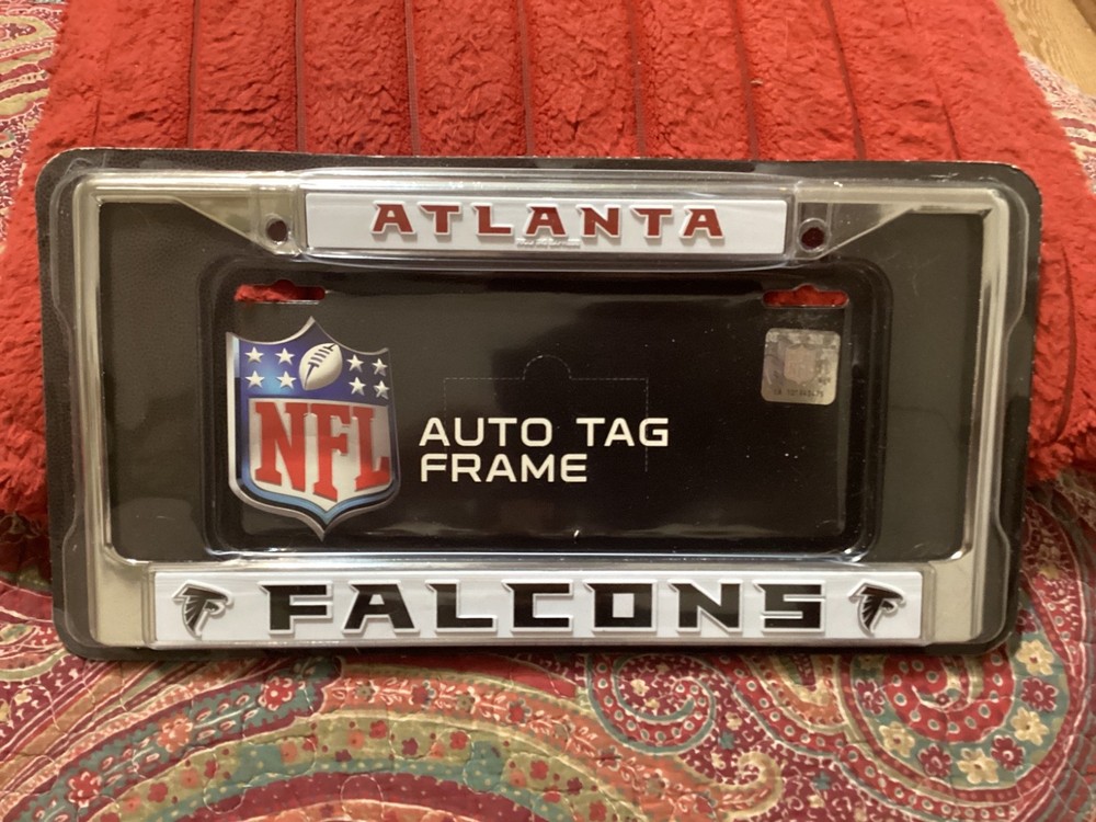 ATLANTA FALCONS CHROME 12 x 6” LICENSE PLATE FRAME/HOLDER/ FREE POSTAGE!!