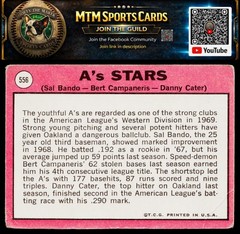 1969 Topps #556 A&rsquo;s Stars (Sal Bando / Bert Campaneris / Danny Cater)