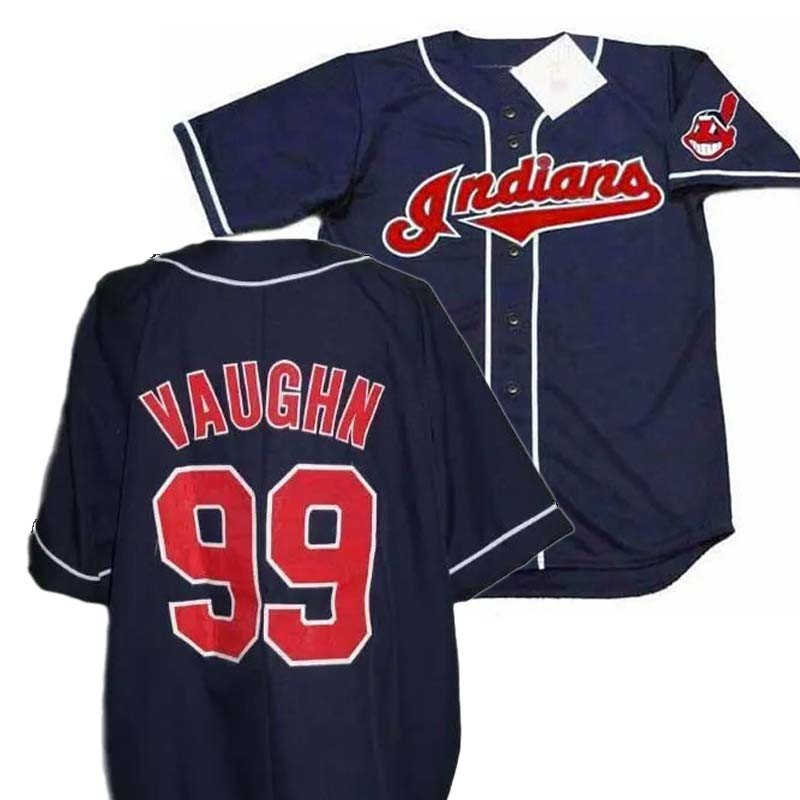 Movie Major League Ricky &lsquo;Wild Thing&rsquo; Vaughn Indians Jersey Youth/Men Sewn S-6XL