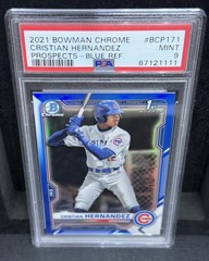 2021 Bowman Chrome Cristian Hernandez Blue PAR REF /150 MINT PSA 9 #BCP-171 CUBS